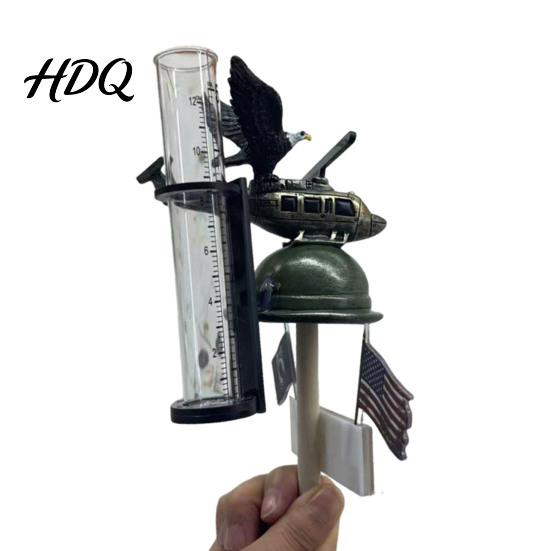 Rain Gauge Outdoor Eagle Airplane Tube Measure with Ground Stake Resin Decorative Tool for Garden Lawn Patio Gift Gardeners