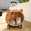 Тележка Кошачья сумка для прогулок Портативная коляска для кошек из ротанга Дышащий чехол Товары для походов Товары для покупок Коляска для домашних животных Товары для домашних животных