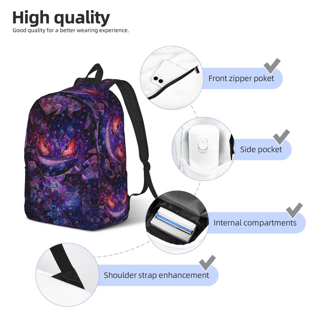 Модный Рюкзак Pokemon Gengar Тыква Хэллоуин Mochilas Портативный Ретро Для Улицы Стирающийся Rucksack