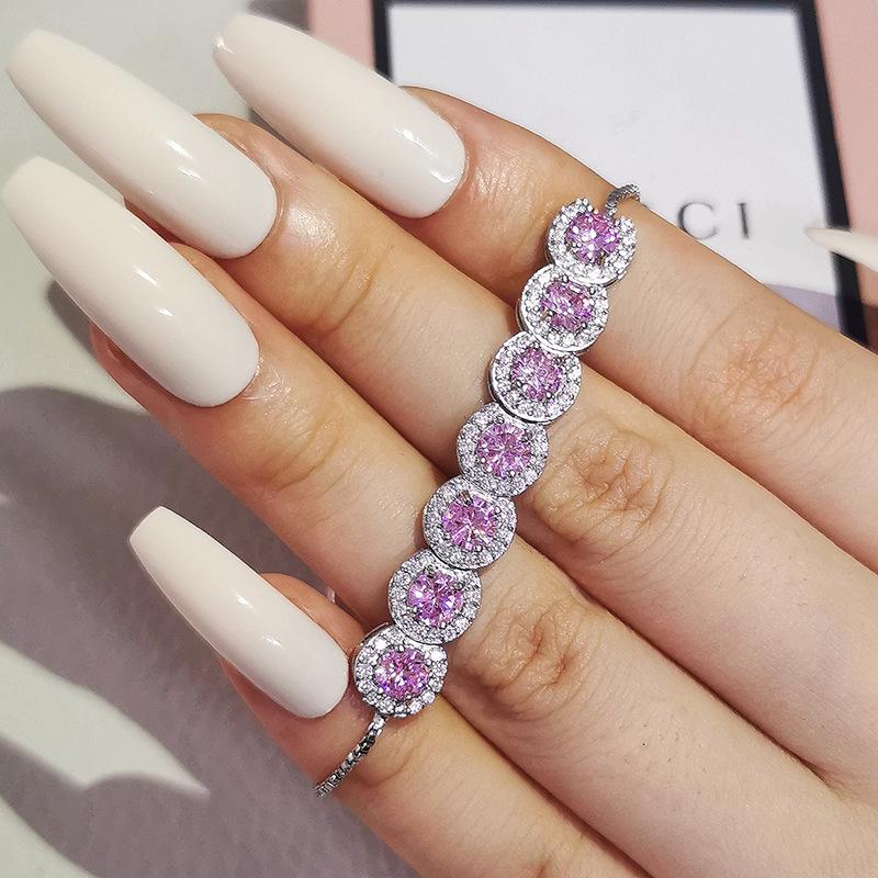 Классический женский регулируемый браслет S5243 с кристаллами и изумрудным цирконом