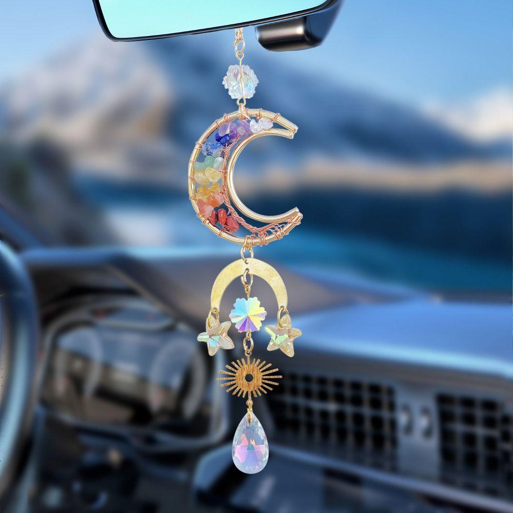 Natural Crystal Crystal Car Hanger Sun/Moon/Star Windows Hanging Suncatchers Garden Decoration