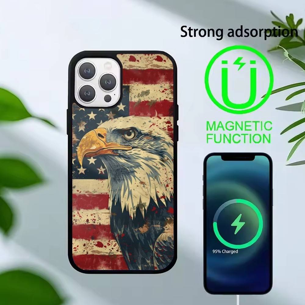 Cool Eagle Phone Case For iPhone17,16,15,14,13 Plus,Pro Max Magnetic For Magsafe Wireless Charging