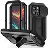 Невидимая подставка Металлическая тройная защита Чехол для телефона для iPhone 17/16 Pro, Защитная крышка с защитой от падения и выдвижным окном.