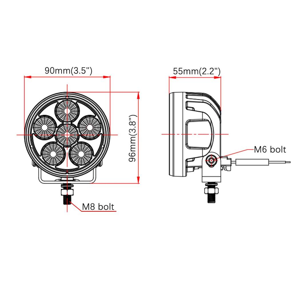 Светодиодные вспомогательные рабочие широкие фары высокой/низкой мощности для внедорожника OEM противотуманная фара, совместимые с 12 В и комплект из 2 фар, круглые, угол 30°, 30 Вт,