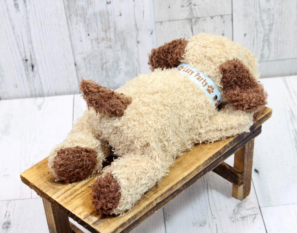 Shinada Lazy Party Fluffy Dog Brown 12 x 27 x 8 cm Plush Toy Animal Goods (M) FLPB-0158