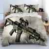 3D Rifle Revolver Cartridge Gun Comforter Bedding Set,Duvet Cover Bed Set Quilt Cover Pillowcase,King Queen Size Bedding Set