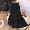 Women's High Waisted A-line Long Skirt Hepburn Style Elegant Casual Bow Lace Up Pink Black White Party Skirts
