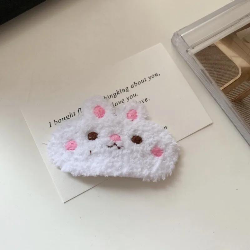 Мультяшная пушистая детская заколка для волос для девочек, забавная заколка для волос в виде панды и кролика, плюшевая заколка для волос в виде осенне-зимней девочки, детский головной убор