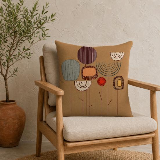 Hand Drawn Abstract Pillowcase, Single-Sided Print Cushion Cover, with Solid Back Decorative Throw Pillow, for Sofa Bed Chair Home Decor