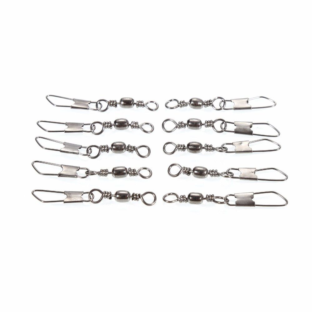 50pcs Lot High Quality Durable Barrel Swivel Fishing Connector Hanging Snap Stainless Steel