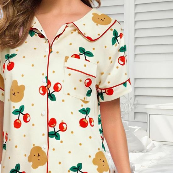 Женский пижамный комплект из 2 предметов: рубашка на пуговицах и шорты. Домашние комплекты для отдыха. Летняя повседневная удобная одежда для сна для женщин.