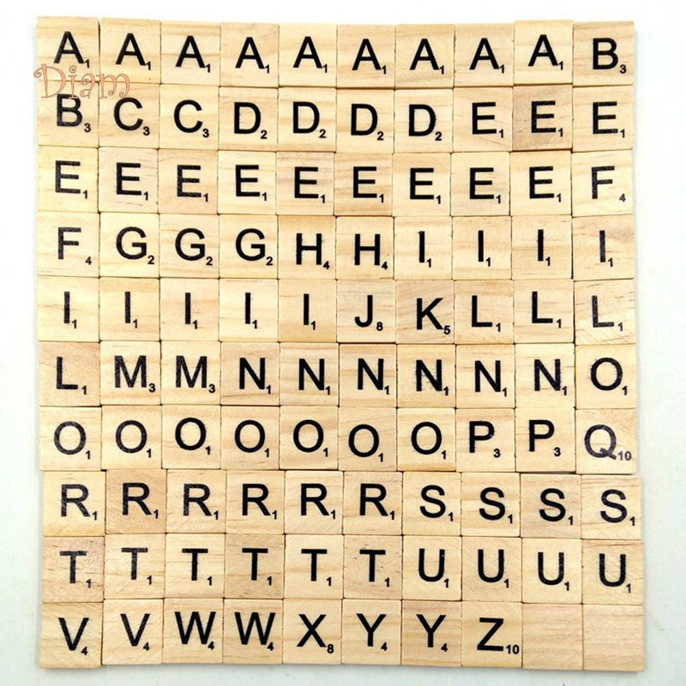 NO.KK 100Pcs Wooden Tiles Capital Letters A-Z Alphabet Board Craft Funny Toy