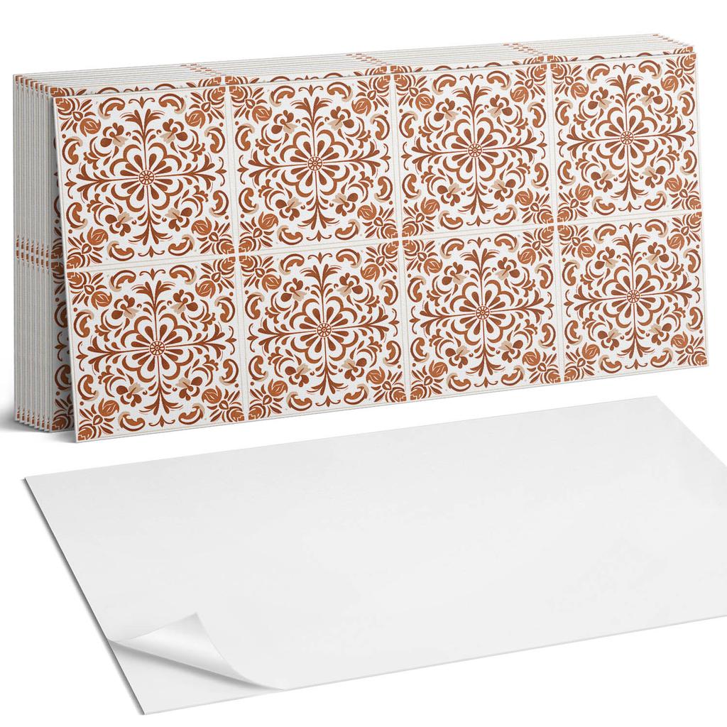 Zestaw Kafelków Pcv Z Dekorem Do Kuchni Lub Łazienki Ornamentalny Wzór Kwiatowy 10X40X20 Cm