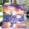 Galloping Horses 3D Throw Blanket Flannel Plush Blanket for Kids Girls Sherpa Blanket Couch Quilt Cover Travel Blanket