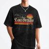 Washed T Shirt Lake Ontario Vintage Cannada Retro Sunset Great Lake Hip Hop T-Shirt Oversize Streetwear Printed Tees for Men