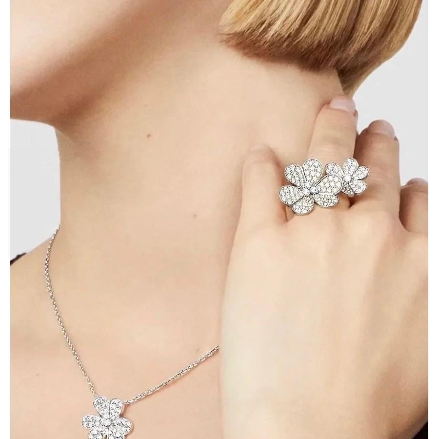 Кольцо серии «Три цветка» с полным бриллиантовым паве, отправлено в Германию, импортное азиатское золото с гальваническим покрытием Au 750 18K, ручная работа, этот классический подарок