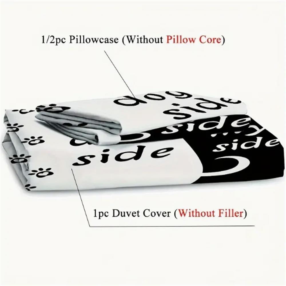 2/3 предмета Причудливый комплект постельного белья с узором собаки - Коллекция черно-белых печатных комплектов пододеяльников для спальни и гостевой комнаты