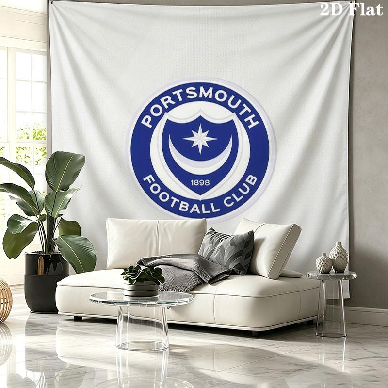 Portsmouth Football Club Wall Tapestry Aesthetic Wall Hanging Printed Fabric Blanket Decorative Tapestries for Bedroom Living Room Home Decor