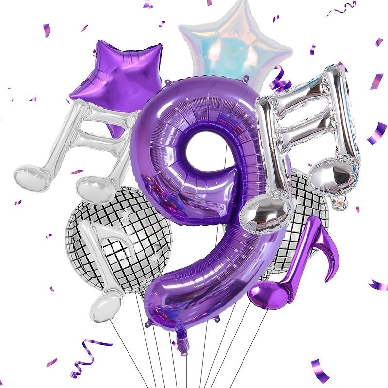 Purple Music Theme Party Supplies 0-9 Digital Balloon Set 32 Inch Large Aluminum Foil Balloon Birthday Party and Carnival Decor