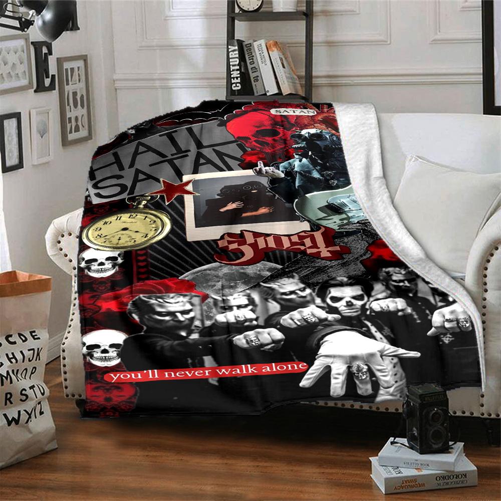 1pc Satan Ghost Themed Printed Soft and Comfortable Home Blanket, Small Throw Blanket, Nap Blanket, Suitable as a Gift l018