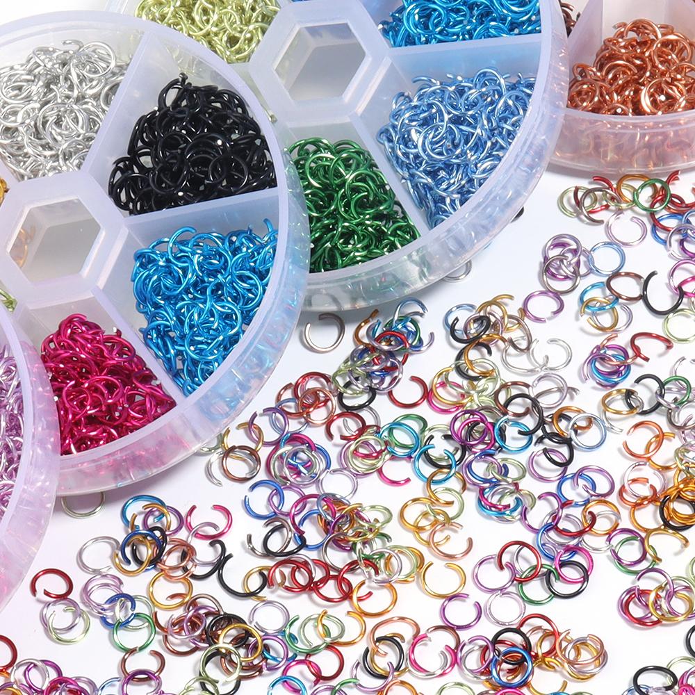 About 1080Pcs/box 6mm Colorful Aluminum Open Ring Split Jump Ring Connector Set for Jewelry Making DIY Necklace Accessories