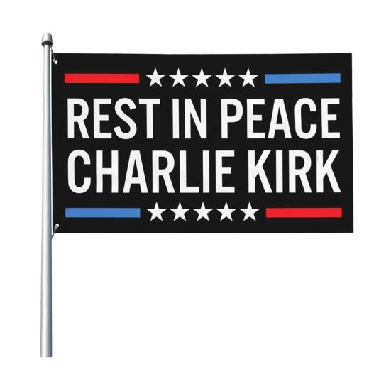 Флаг RIP Чарли Кирк Настоящий патриотический памятный флаг 3×5 футов Уличный двухсторонний баннер для декора сада, патио, балкона, забора