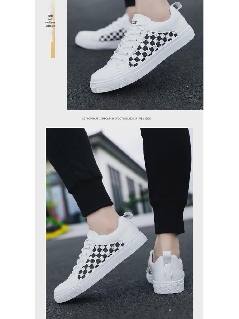 Летние мужские кроссовки Checkerboard 2024 года из искусственной кожи белого цвета, очень большие