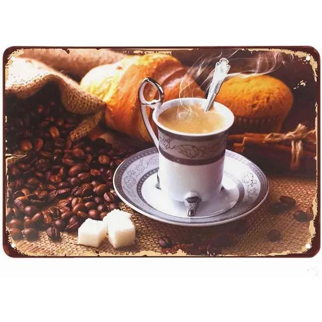 Винтажная металлическая жестяная табличка Drink Coffee Настенная декоративная табличка для мужской пещеры Домашнего кафе Сада Клуба Бара Ретро Железный художественный постер