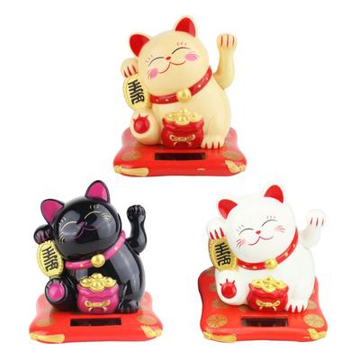 Солнечная энергия Maneki Neko Lucky Cat Приветствующий китайский Lucky Cat Машет рукой, Призывая Статуэтки Удачи для Домашнего Декора