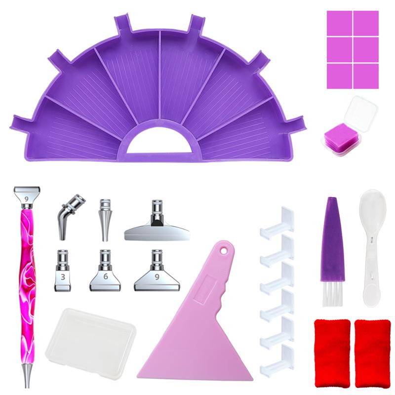 Multifunctional Diamond Painting Tool Set: Flip Drill Plate, DIY Drill Pen, Storage Tray & Embroidery Sieve