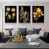 Black Golden Flower Glass Canvas Poster Print Abstract Wall Art Painting Modern Home Decor Nordic Living Room Decoration Picture