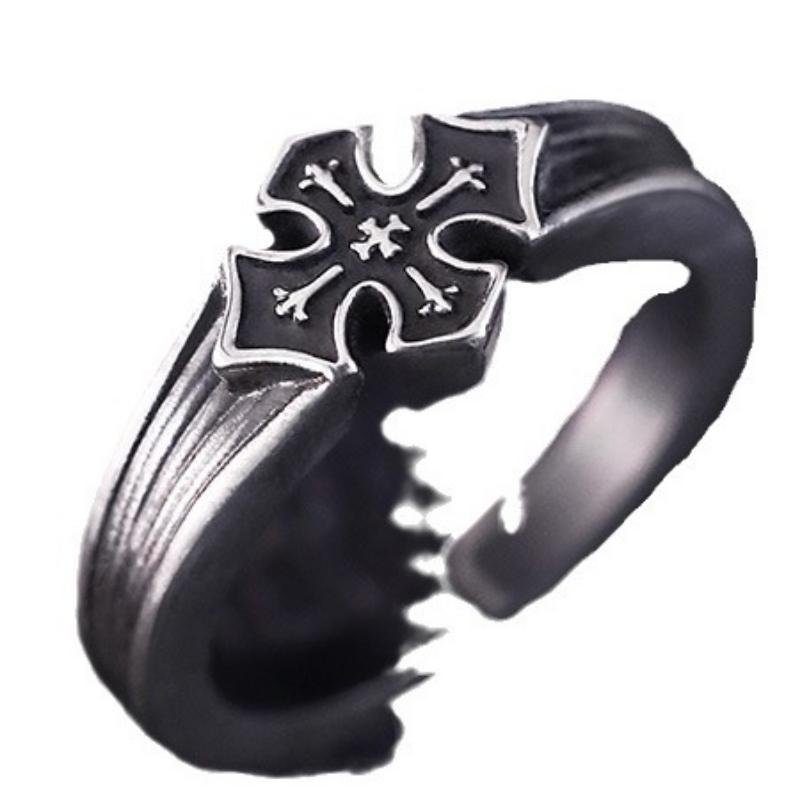 Мужское кольцо с крестом, европейское и американское ретро, универсальное, модное, с открытым концом