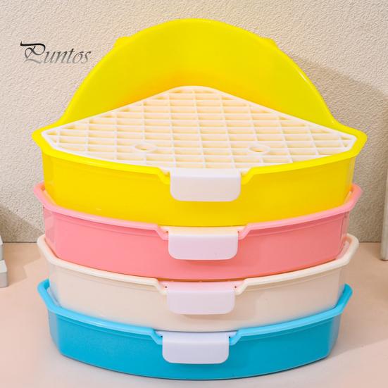 Small Pet Toilet High Fence Detachable Hollow Platform Easy Cleaning Rabbit Litter Pan Animal Potty Trainer Bunnies Corner Toilet Box Ferret Hamster