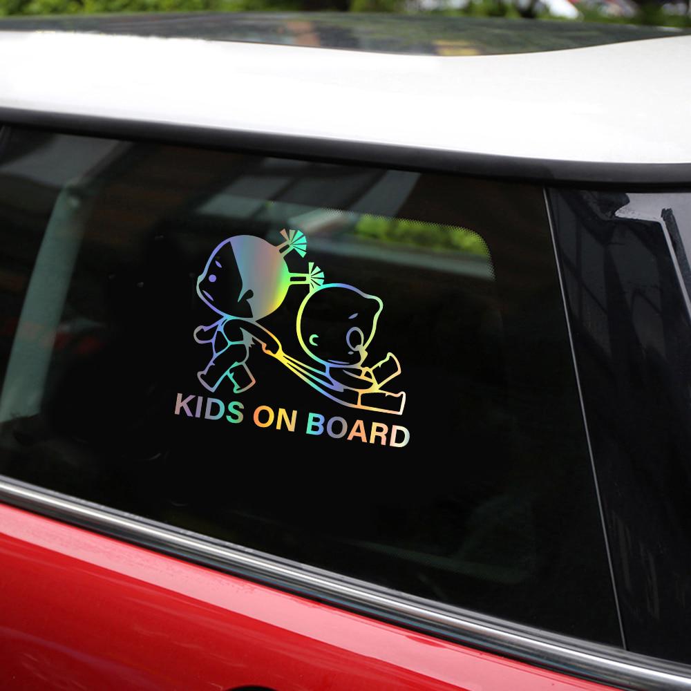Красочная лазерная 3D мультяшная наклейка на автомобиль ДЕТИ НА БОРТЕ забавная крутая виниловая наклейка на автомобиль окно предупреждающий знак