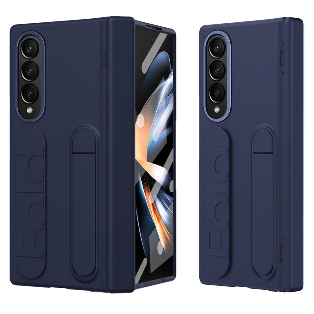 Чехол для Samsung Galaxy Z Fold4 5G с подставкой и ремешком на запястье, ПК чехол для телефона с защитной пленкой из закаленного стекла
