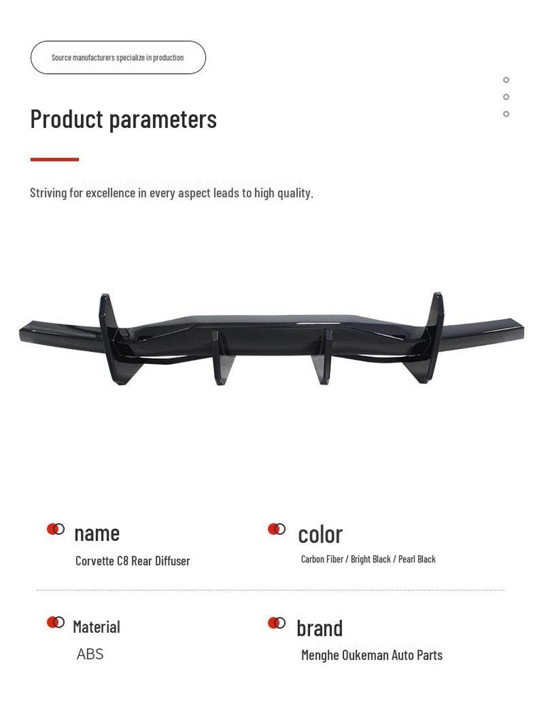 Chevrolet Corvette C8 (2020-2025) Rear Lip Spoiler and Diffuser Kit