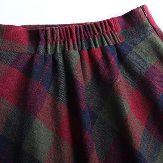 Женская шерстяная юбка с высокой талией и клетчатым принтом, юбка-трапеция, осень-зима, утолщенная юбка с большим подолом, повседневная одежда