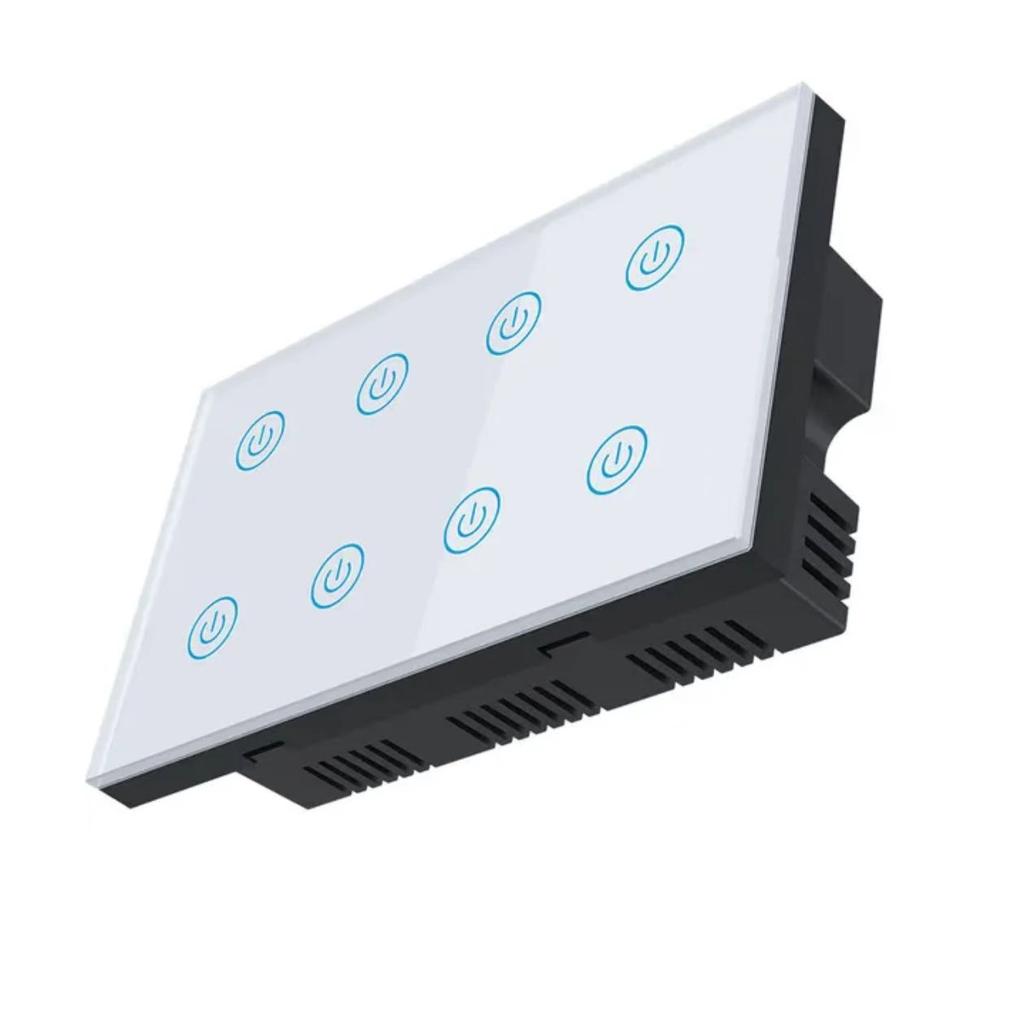 Smart Life App WiFi 8 Gang Smart Home Wall Panel Touch LED Light Switch 10A 240V Tempered Glass PC Material Easy Installation
