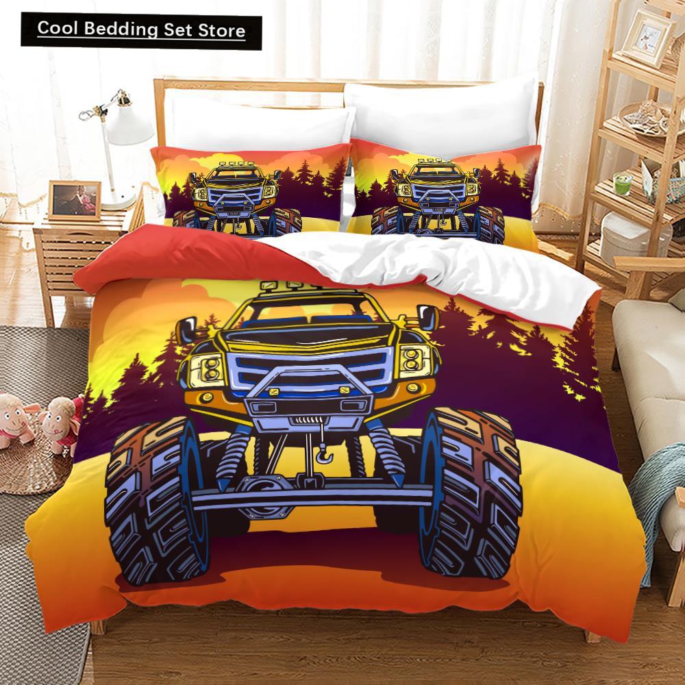 3D Print Anime Monster Jam Bedding Set Single Twin Full Queen King Size Monster Jam F1 Bed Set Teenager Bedroom Duvet Cover Sets