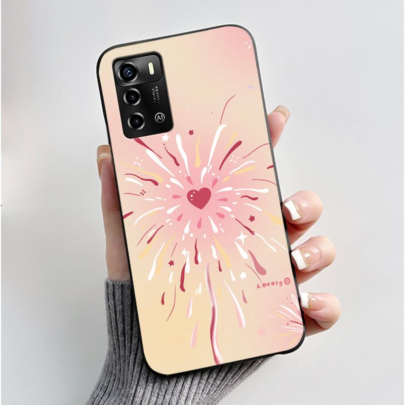 Casing For ZTE Blade A72 4G V40 Vita Phone Case Shell Aesthetic Cute Cat Astronaut Fashion Matte Black Protective Soft TPU Cover