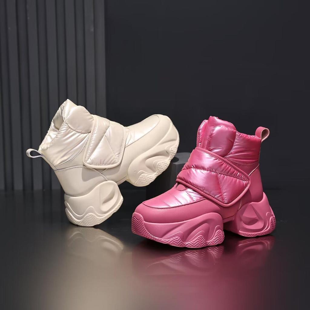 Модные зимние плюшевые зимние сапоги женские водонепроницаемые хлопковые туфли на платформе нескользящие ботильоны для работы на открытом воздухе удобные полусапожки