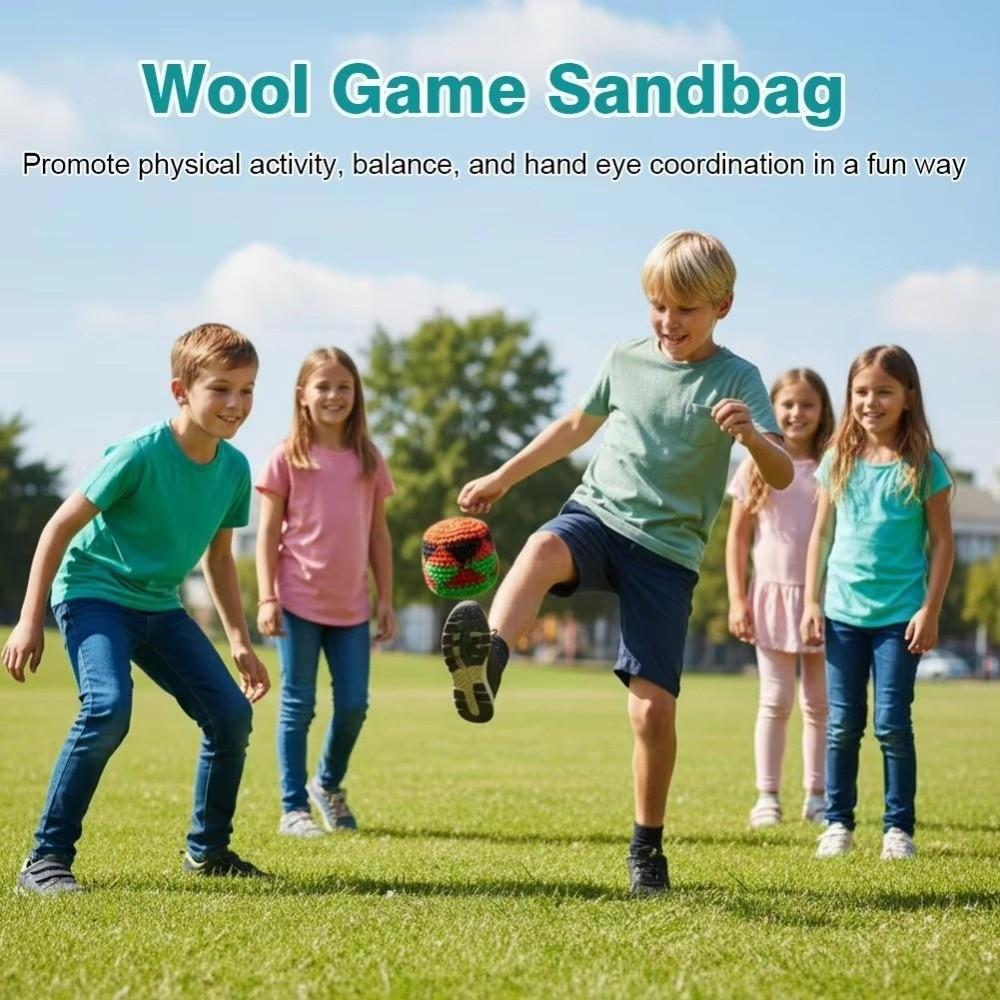 1/3/6/12Pcs Geometric Pattern Handmade Knitted Footbag Sack Durable Magic Juggling Balls Children
