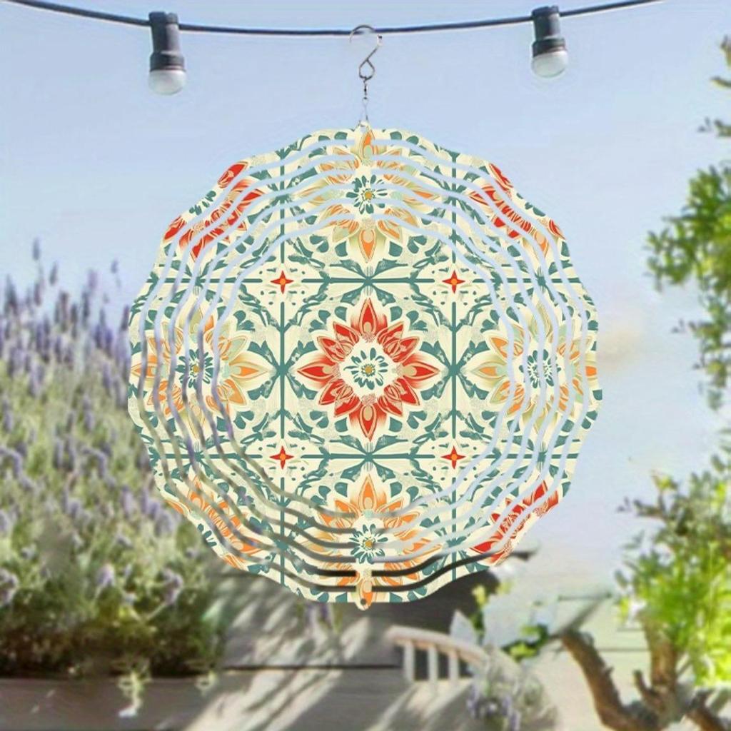 Винтажный цветочный колокольчик для ветра 10 дюймов для декора сада на открытом воздухе, вращающийся крючок, украшение для балкона, крыльца, прочный металлический колокольчик для ветра, без электричества