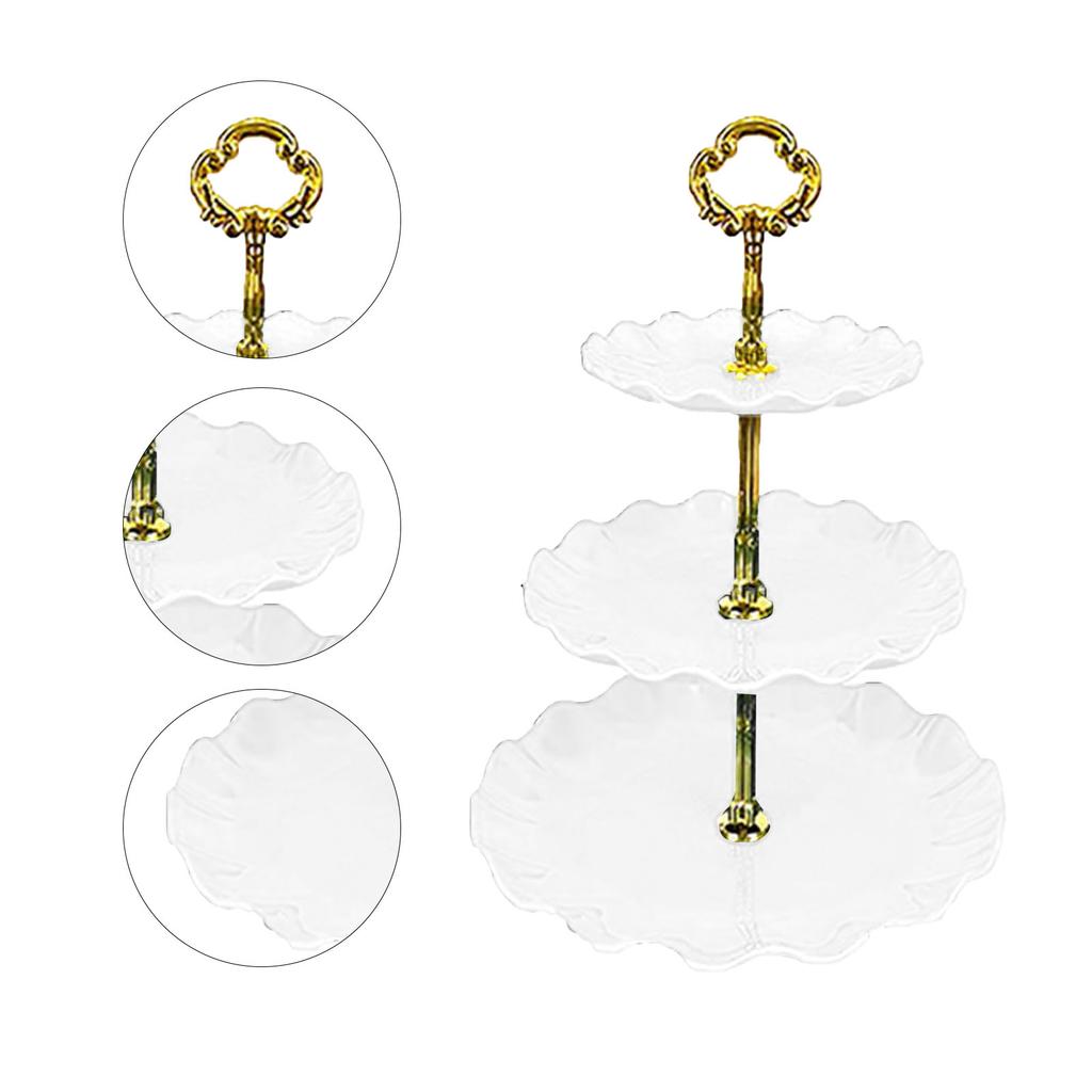 Nordic Style 3 Layer Fruit Plate Tray Plastic 3 Tier Cake Stand Holiday Party Dessert Tray White