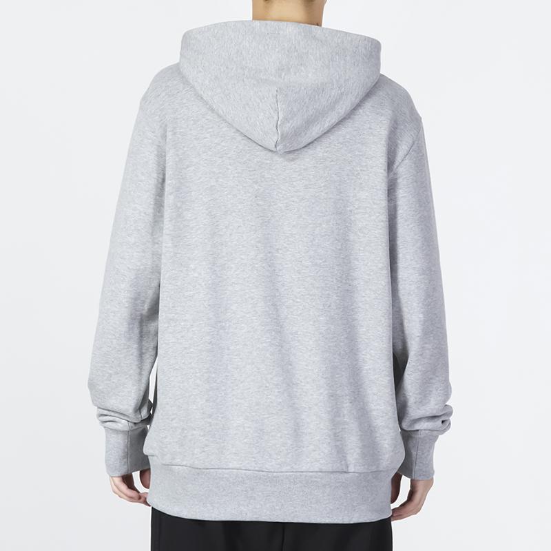 Adidas Letter Logo Print Drawstring Hoodie Men Sweatshirt Gray IC9364