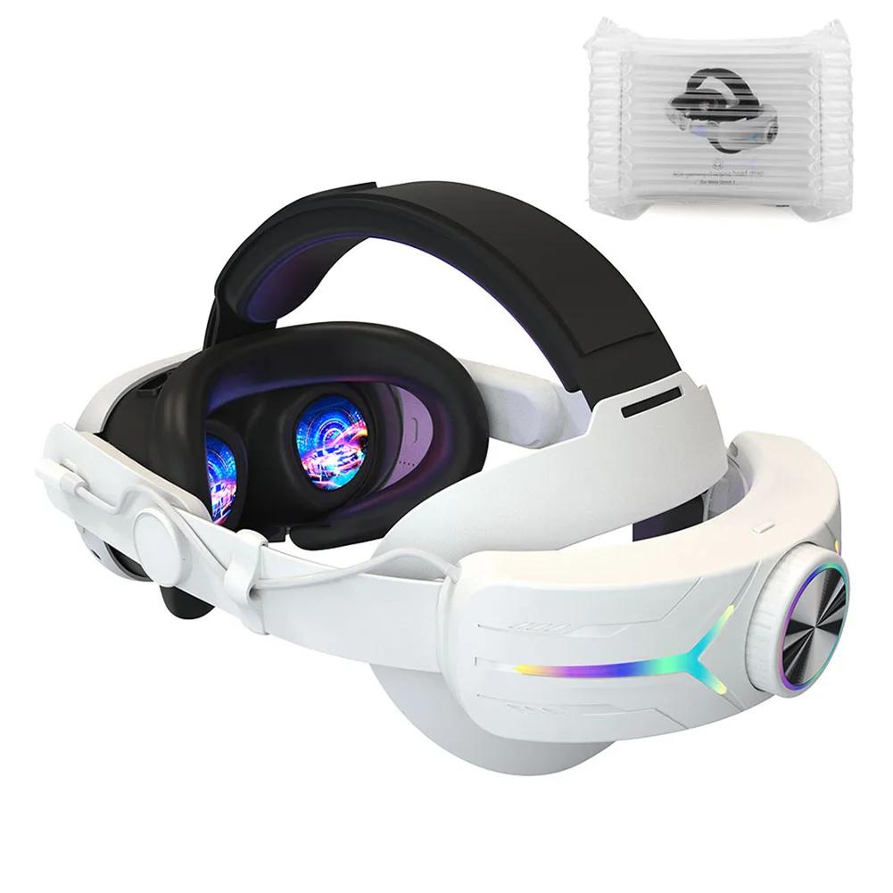 Для Meta Quest 3 RGB Ремешок на голову Регулируемый Элитный VR Ремешок на голову со снижением давления и Перезаряжаемым аккумулятором 8000 мАч Аксессуары