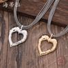 Новая глянцевая полая подвеска в виде сердца, простое и модное женское ожерелье в виде сердца из многослойного кожаного шнурка в стиле «маленькая свежесть»