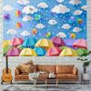 1 umbrella theme cartoon background, showing rain, clouds and raindrops, for shower background cloth party banner