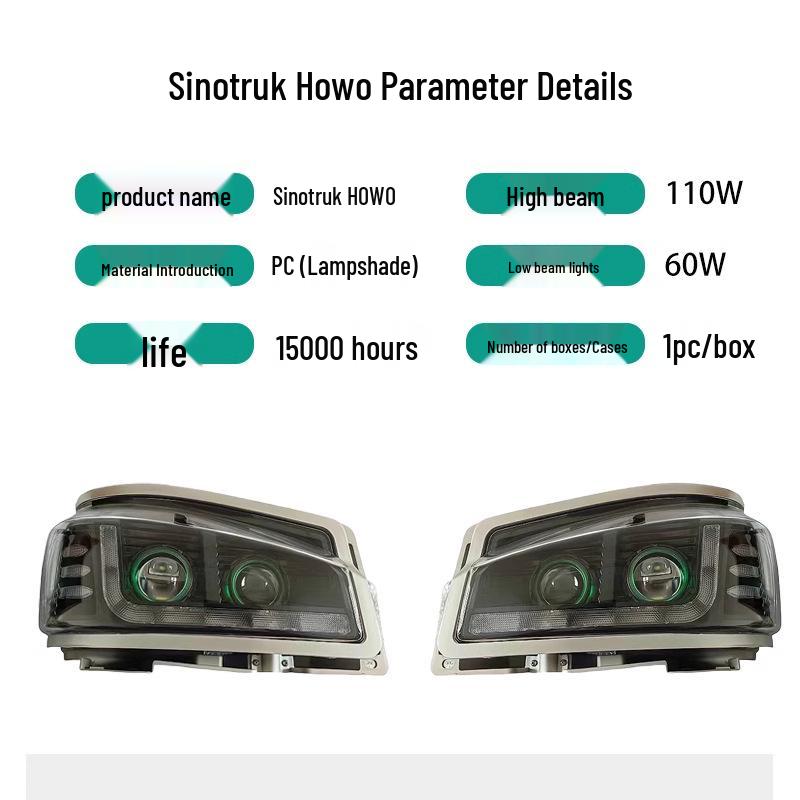 Светодиодная фара в сборе SITRAK HOWO 380 с тройной линзой и сверхяркими дальним/ближним светом