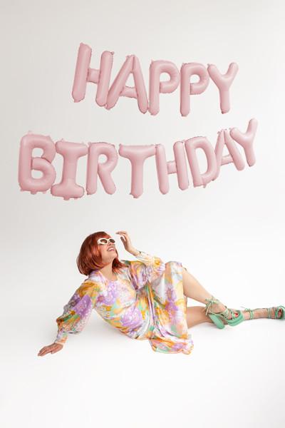 Balon Foliowy Happy Birthday, 340X35Cm, Róż